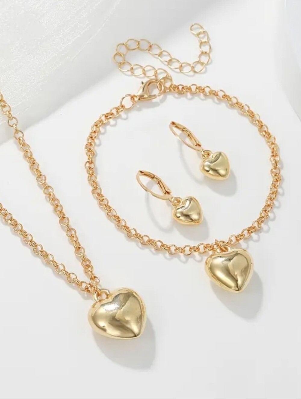 4pc set -Heart Necklace,Earring,bracelets Set